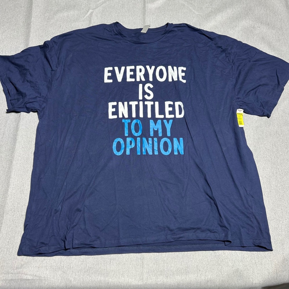 Instant Message Mens Slogan Graphic Tee 6XL Navy Blue Entitled To My Opinion